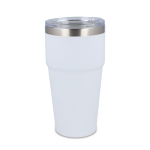 Gobelet isotherme intérieur en céramique couvercle transparent 500ml couleur blanc