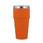 Gobelet isotherme intérieur en céramique couvercle transparent 500ml couleur orange quatrière vue