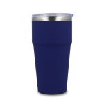 Gobelet isotherme intérieur en céramique couvercle transparent 500ml couleur bleu foncé troisième vue