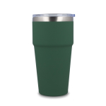 Gobelet isotherme intérieur en céramique couvercle transparent 500ml couleur vert olive troisième vue