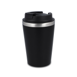 Gobelet isotherme acier inoxydable couvercle noir bord argenté 350ml couleur noir