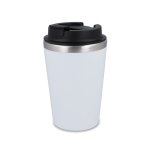 Gobelet isotherme acier inoxydable couvercle noir bord argenté 350ml couleur blanc