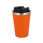 Gobelet isotherme acier inoxydable couvercle noir bord argenté 350ml couleur orange