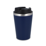 Gobelet isotherme acier inoxydable couvercle noir bord argenté 350ml couleur bleu foncé