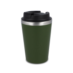 Gobelet isotherme acier inoxydable couvercle noir bord argenté 350ml couleur vert olive