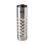 Verre thermique en acier inoxydable texturé, 460 ml couleur argenté avec zone d'impression