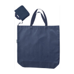 Sac de courses en tissu Oxford avec étui assorti pour le plier couleur bleu deuxième vue