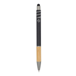 Stylo avec détail en bambou et spinner antistress encre bleue couleur noir quatrière vue