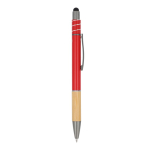 Stylo avec détail en bambou et spinner antistress encre bleue couleur rouge cinquième vue