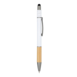 Stylo avec détail en bambou et spinner antistress encre bleue couleur blanc cinquième vue