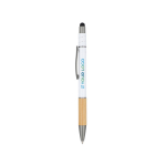 Stylo avec détail en bambou et spinner antistress encre bleue vue principale