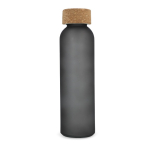 Bouteille en verre recyclé sablé avec bouchon en liège 500 ml couleur noir deuxième vue