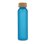Bouteille en verre recyclé sablé avec bouchon en liège 500 ml couleur bleu deuxième vue