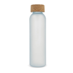 Bouteille en verre recyclé sablé avec bouchon en liège 500 ml couleur blanc deuxième vue