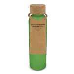 Bouteille en verre recyclé sablé avec bouchon en liège 500 ml couleur vert