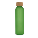 Bouteille en verre recyclé sablé avec bouchon en liège 500 ml couleur vert deuxième vue