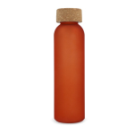 Bouteille en verre recyclé sablé avec bouchon en liège 500 ml couleur orange deuxième vue