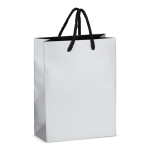 Sac cadeau en papier avec anses et intérieur noir 18x8x24 cm couleur argenté