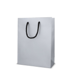Sac cadeau en papier avec anses et intérieur noir 18x8x24 cm couleur argenté troisième vue