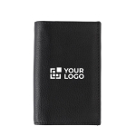 Portefeuille et porte-cartes en cuir de chèvre avec technologie RFID couleur noir avec zone d'impression