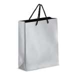 Sac cadeau en papier avec anses et intérieur noir 24x10x30 cm couleur argenté