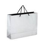 Sac cadeau en papier avec anses et intérieur noir 40x12x30 cm couleur argenté deuxième vue