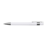 Stylo en plastique avec détails métalliques, encre noire couleur blanc première vue