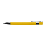 Stylo en plastique avec détails métalliques, encre noire couleur jaune première vue