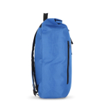 Sac à dos rolltop en RPET avec petite fermeture éclair frontale 20L couleur bleu troisième vue
