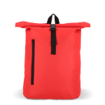 Sac à dos rolltop en RPET avec petite fermeture éclair frontale 20L couleur rouge