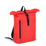 Sac à dos rolltop en RPET avec petite fermeture éclair frontale 20L couleur rouge deuxième vue