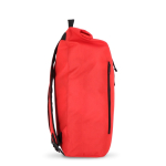 Sac à dos rolltop en RPET avec petite fermeture éclair frontale 20L couleur rouge troisième vue