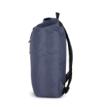 Sac à dos rolltop en RPET avec petite fermeture éclair frontale 20L couleur bleu foncé quatrière vue