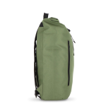 Sac à dos rolltop en RPET avec petite fermeture éclair frontale 20L couleur vert olive troisième vue