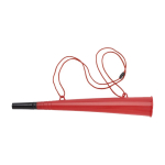 Corne en plastique avec cordon assorti, idéale pour les événements couleur rouge première vue