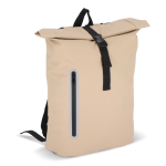 Sac à dos rolltop en PU avec détails réfléchissants 20L couleur beige