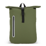 Sac à dos rolltop en PU avec détails réfléchissants 20L couleur vert olive deuxième vue