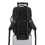 Sac à dos en RPET idéal pour les voyages avec grands compartiments couleur noir cinquième vue