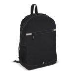 Sac à dos en RPET compartiment frontal et petit détail réfléchissant couleur noir deuxième vue