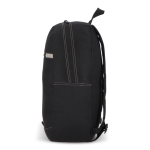 Sac à dos en RPET compartiment frontal et petit détail réfléchissant couleur noir quatrière vue