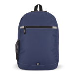 Sac à dos en RPET compartiment frontal et petit détail réfléchissant couleur bleu foncé