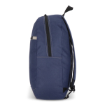 Sac à dos en RPET compartiment frontal et petit détail réfléchissant couleur bleu foncé quatrière vue