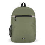 Sac à dos en RPET compartiment frontal et petit détail réfléchissant couleur vert olive