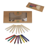 Boîte en papier kraft avec jeux de crayons de couleur et de craies