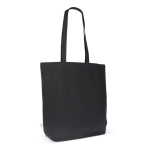 Sac en coton biologique avec soufflet et longues anses 270 g/m² couleur noir