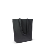 Sac en coton biologique avec soufflet et longues anses 270 g/m² couleur noir troisième vue