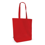 Sac en coton biologique avec soufflet et longues anses 270 g/m² couleur rouge