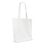 Sac en coton biologique avec soufflet et longues anses 270 g/m² couleur blanc