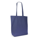 Sac en coton biologique avec soufflet et longues anses 270 g/m² couleur bleu foncé