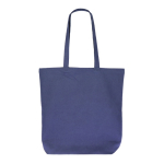 Sac en coton biologique avec soufflet et longues anses 270 g/m² couleur bleu foncé deuxième vue